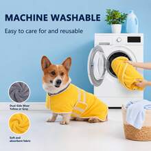 1pc Dog Bathrobe, Absorbent Pet Towel Robe, Quick-Drying Fabric, Reversible Design With Adjustable Structure, Suitable For Different Dog Breeds And Body Types, Ideal For Bathing, Swimming, Beach And Daily Grooming - Multicolor - View 12