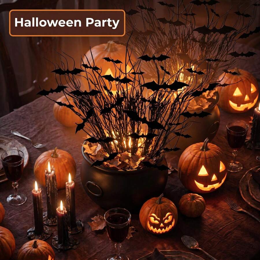 Halloween Black Faux Dry Twig Decorative Ornament, Matte Black Artificial Branch For Spooky Halloween Scene Setup - Multiple Styles - View 1