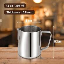 Milk Frothing Pitcher,Milk Steaming Frother Cup,Barista Cappuccino Latte Art Milk Jug With Decorating Pen,Stainless Steel Espresso Coffee Bar - White - View 4