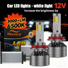 Heyword 2pcs Ultra Bright LED Headlights And Fog Lights, 6500K White Light, Aluminum Structure, Dual Copper Tube Turbo Front Lights, Suitable For Multiple Car Models, Durable And Sturdy, No Battery Required - 2pcs - View 9
