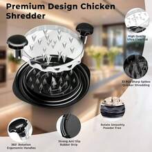 ENSSU Large Chicken Shredder With Transparent Visible Lid, Ergonomic Handle, Dishwasher , Non-Slip Base, Cleaning Brush Included, Heat Resistant - Multicolor - View 5