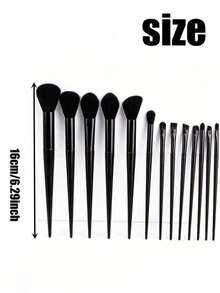 13-Piece Makeup Brush Set + 2 Random Color/Shape Makeup Sponges And Powder Puffs, Soft Makeup Tools Suitable For Eyeshadow, Foundation, BB Cream, Concealer, Blush, Powder, Makeup Brush Set For Women, Makeup Brush Combination, Makeup Brush Gift Box, Random Color - Black - View 6