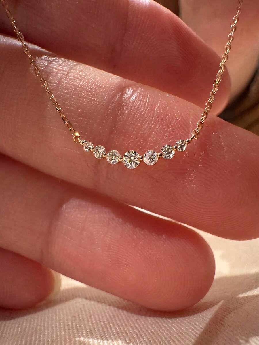 1pc Fashionable Elegant Design Versatile Rhinestone 18k Stainless Steel Collarbone Necklace For Women Daily And Holiday Wear - Gold - View 1