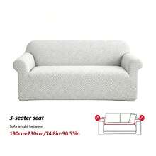 Premium Minimalist Jacquard Sofa Cover, Soft & Skin-Friendly, 360° Full Protection Elastic Sofa Slipcover, Includes Foam Fixing Strip For Enhanced Anti-Slip, Machine Washable - Light Gray - View 12