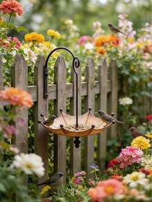 1pc Umbrella-Shaped Hanging Bird Feeder And Bath, Umbrella Design, Suitable For Outdoor Garden, Patio And Backyard, Can Feed And Attract Wild Birds, Exquisite Decoration, Ideal Gift Or Practical Present For Bird Lovers - Multicolor - View 2