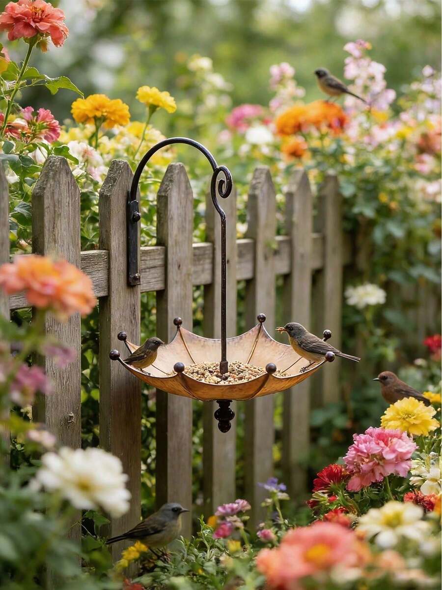 1pc Umbrella-Shaped Hanging Bird Feeder And Bath, Umbrella Design, Suitable For Outdoor Garden, Patio And Backyard, Can Feed And Attract Wild Birds, Exquisite Decoration, Ideal Gift Or Practical Present For Bird Lovers
