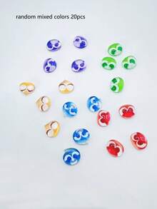 20pcs 7-8mm Cute Mini Cartoon Doll DIY Resin Flat Back Charms, Suitable For Women & Girls Nail Art Decoration, Jewelry Accessories - Multicolor - View 4