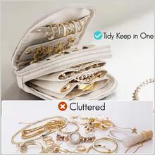 Portable Mini Travel Jewelry Bag, Multi Zone Small Jewelry Storage Bag, Tassel Zipper Design, PU Wear-Resistant Leather, Can Store Rings, Earrings, Necklaces, Bracelets, Small And Portable, Dual-Use For Daily Travel - View 5