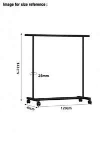 A Simple Coat Rack With Wheels For Easy Movement, Floor-Standing Folding Balcony Single-Pole Clothes Drying Rack, Home Bedroom Clothes Rack - Black (143x120) - View 10