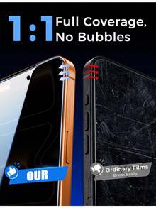 Yezodawee 2pcs Anti-Peeping Tempered Glass Screen Protector With Auto-Alignment Installation Kit, Compatible With IPhone 17 Pro Max/17 Air/17e/16 Pro Max/16e/15 Pro Max/14 Plus/13 Pro Max/12 Pro/11 Pro Max/Xs Max And More, Full Coverage, Anti-Fingerprint, Anti-Drop - Black - View 9