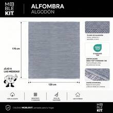 KIWI MOBLEKIT | Baumwollteppich 120 x 170 cm, Grau mit geometrischem Muster, Wohn- und Schlafzimmerteppich, weicher Stoff aus 100 % Baumwolle, OEKO-TEX Standard 100 zertifiziert, nordischer Stil - Gray op2 - Übersicht 6