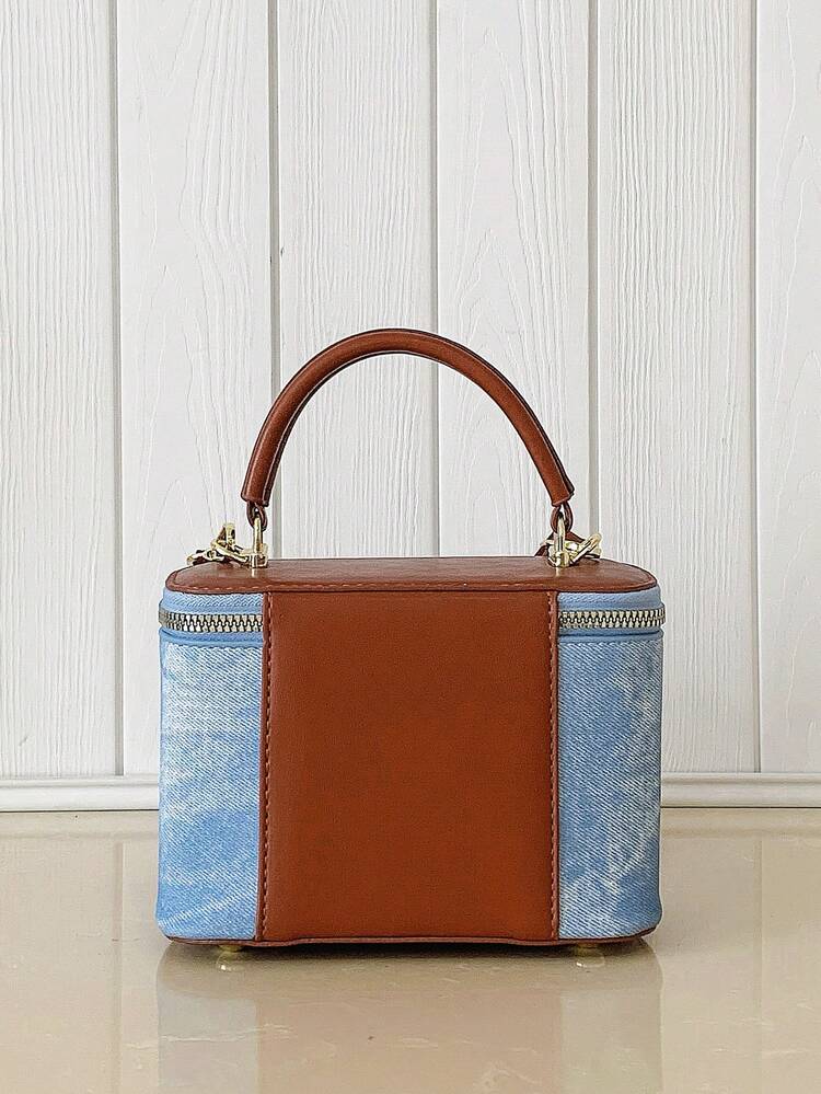 Bolso de mano elegante de alta gama y versátil de unicolor para mujer, bolso bandolera - Azul - Añade 6