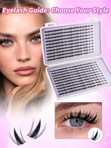 480/320pcs Fairy Style Cluster False Eyelashes, Cartoon Eyelash Extensions, Delicate Natural Invisible Eyelash Band, Waterproof, Home DIY Eyelash Extensions, Cluster False Eyelashes, Single False Eyelashes, Natural Style Vs. Voluminous Style - Multicolor - View 4