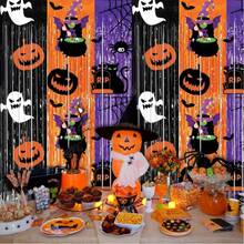3pcs 3.3 X 6.6ft Black Orange Purple Indoor Photo Background Tassels For Halloween Party And Birthday Party Decoration - Multicolor - View 10