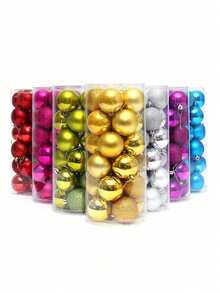 24 piezas Bolas colgantes para árbol de Navidad, Bolas colgantes de Navidad color rosa, Bolas de Navidad, Decoración de árbol de Navidad, Para fiesta de boda navideña, Navidad, Vacaciones, Decoración de habitación, Decoración navideña del hogar, Decoración navideña de la casa, Decoración del hogar de otoño - Varios estilos - Ver 2