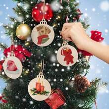 10 buah Gantungan Bola Kayu Bulat Kosong untuk Natal dengan Tali, Dekorasi Bola Natal Alami Belum Selesai, Aksesoris Kerajinan Tangan - View 2