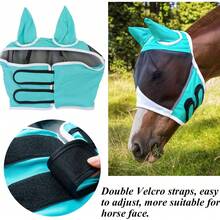 1pc Breathable Mesh Adjustable Horse Fly Mask With Ear Covers Anti Mosquito Insect Sun Protection Equine Face Cover - View 4