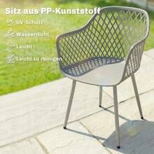 Set Of 4 Garden Chairs, UV-Resistant Plastic Chairs With Armrests And Backrest, 56 X 51 X 84 Cm, Grey - Grey - View 4