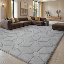 EDIMENS Rugs Living Room Large 160x230CM, Decorative 3D Carved Area Rugs For Bedroom, Extra Large Rugs For Living Room, Machine Washable Rug Anti Slip Short Pile Bedroom Rug Carpets For Lving Room, Bedroom, Home Decor - Light Grey - View 2