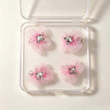 6pcs Women's Blue Mesh Floral Hair Clips, Cute Elegant Bangs Clips, Versatile Side Hair Clips For Girls, Gentle Fairy Style Exquisite High-End Cherry Blossom Hair Pins, Suitable For Daily Wear - Blue - View 12