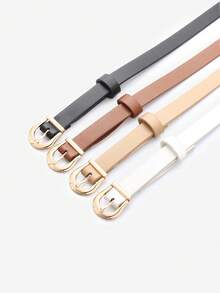 4pcs/Set Women & Teen Girls' Slim Genuine Leather Belt, Metal Buckle Design, Suitable For Pants, Dresses, Summer, Autumn, Halloween And Other Occasions - Multicolor - View 10