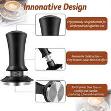 Set Alat Kopi 51/53/58MM 4 Buah, Penekan Kopi dengan Skala yang Dapat Diatur, Bantalan Pendistribusi Bubuk Gaya Tekan, Batang Pengaduk Kopi, Corong Takar Kopi, Set Alat Kopi Profesional untuk Kantor & Rumah - MultiWarna - View 5