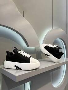 Men's Casual Sports Shoes, Versatile Dirt-Resistant Non-Slip Fashion Comfortable Chunky Sneakers - Black - View 5