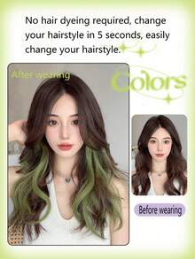 Synthetic 2 Pieces/Set 50cm Colored Curly Hair Extensions, Water Wave Pink/Blue/Purple, Halloween/Christmas Wig - Multicolor - View 6