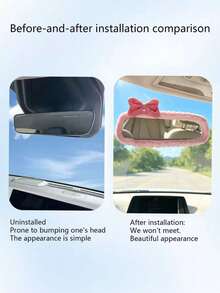 1 pieza Funda universal de peluche para espejo retrovisor, Funda de peluche con lazo para espejo retrovisor, Accesorios para automóvil, Decoración para automóvil, Automóvil decorativo, Regalo, Funda de protección para espejo retrovisor, Funda de protección rosa para espejo retrovisor de automóvil, Accesorios de decoración interior de automóvil con dibujos animados - Pequeño arco - Ver 7