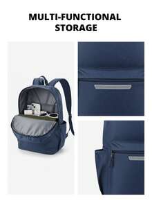 CAMEL CROWN Foldable Travel Bag, Large Capacity Backpack, Hand Luggage Travel Bag, Suitable For Business Trips, Short Trips And Fitness Storage - Navy Blue - View 6