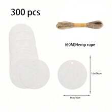 10-300 piezas Etiquetas de regalo redondas blancas, etiquetas de regalo de papel kraft con cuerda, etiquetas colgantes en blanco para envolver regalos, proyectos de manualidades, recuerdos de boda - Blanco - Ver 9