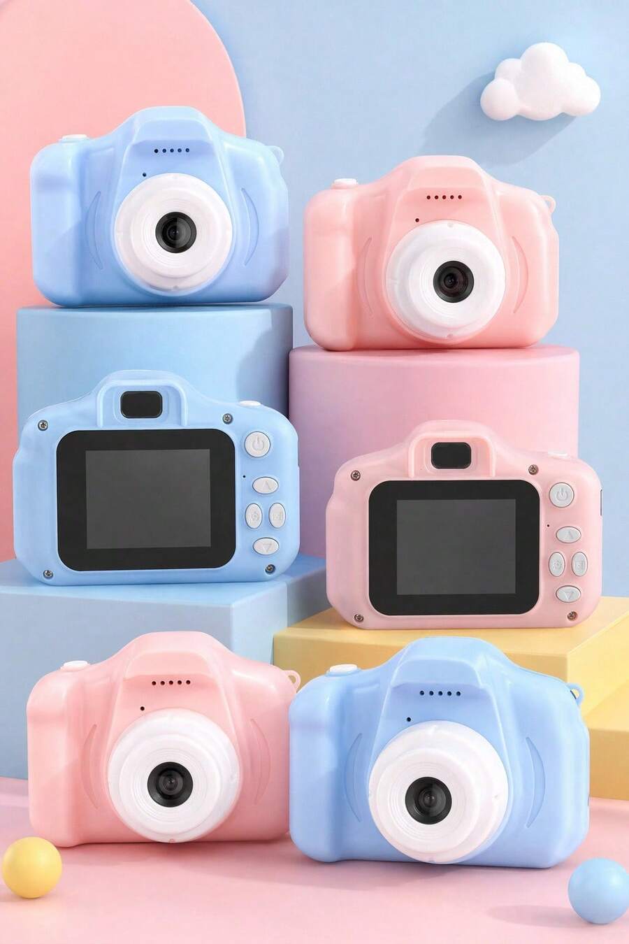 MINKOJA 1 件儿童数码相机，带自拍功能、视频录制、USB 充电、儿童节日礼物