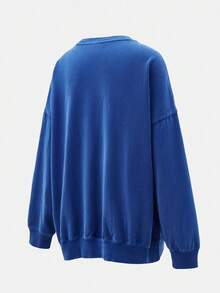 Adidas Originals Women's ESS SWEATSHIRT Knit Pullover Sweatshirt KG8256 - Blue - View 2