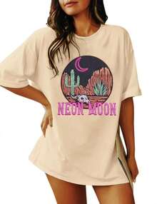Women T-Shirts - 杏色 - 查看 2