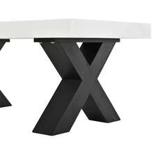 Rectangular Coffee Table - Glossy Top - X-Shaped Leg Side Table For Living Room, Balcony, Bedroom, - Black and White - View 4