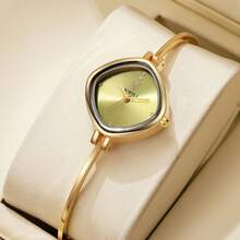 Bestselling Niche Diamond Thin Strap Watch For Women, Multi-Color Gradient Sunburst Small Dial Delicate Bracelet Watch, Light Luxury Minimalist Commuter Versatile Quartz Wristwatch, Gift - Gold - View 14