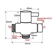 1pc Matte Black 3-Way Shower Arm Diverter Valve, G1/2 Universal Splitter For Handheld & Fixed Shower Head, Bathroom Replacement Part - Sliver - View 3