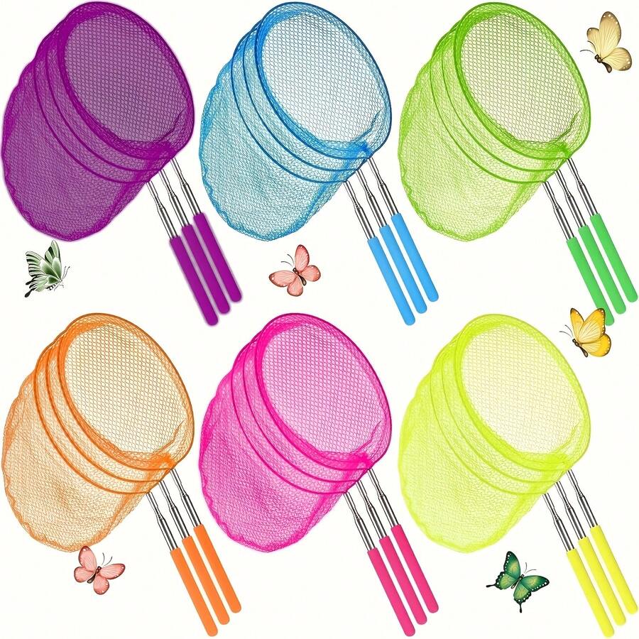 1/2/3pcs Adjustable Butterfly Net, Used For Catching Insects, Outdoor Butterfly, Snail, Fish And Bat Catching Tool, Pool Cleaning Tool, Aquarium Cleaning Tool, Fishing Accessory, Extendable From 15.0 Inches To 34.0 Inches/Multiple Colors Available - 2 Pieces - View 1