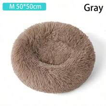 1 pieza Cama de lujo de peluche en forma de donut para mascotas, adecuada para perros y gatos pequeños y medianos, súper suave y lavable, cojín redondo con base antideslizante, perfecta para dormir cálidamente en invierno - Gris - Ver 11