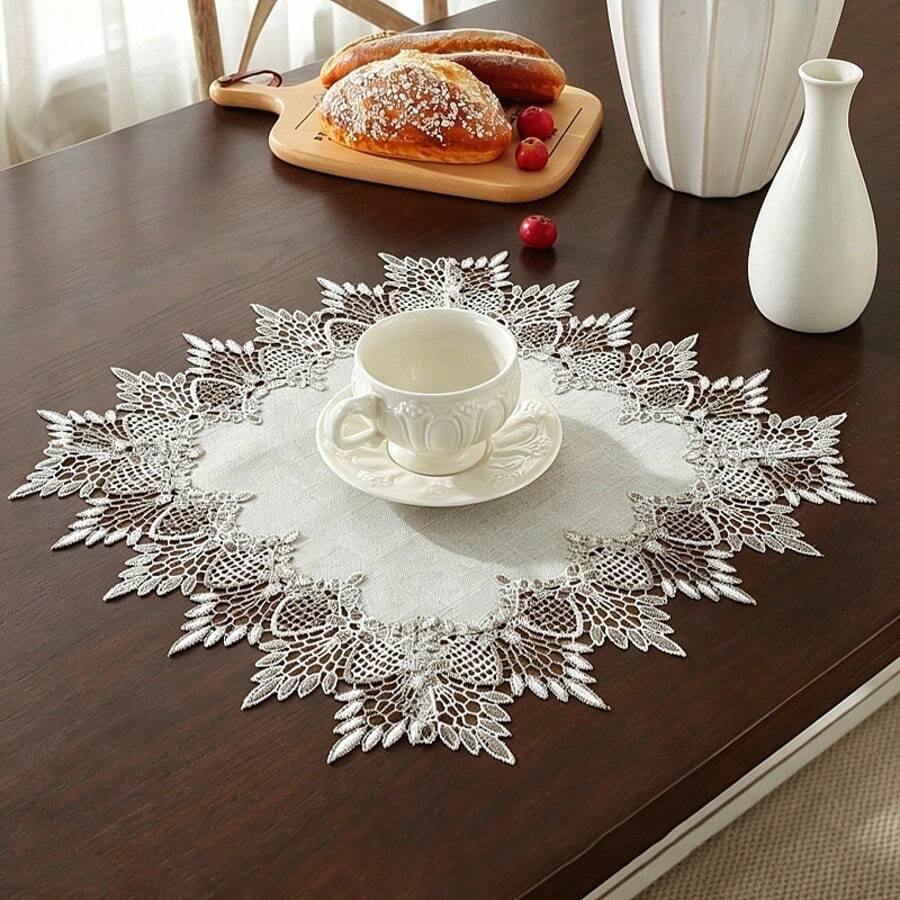 ABEST6522 Home&Living store 1件 100%聚酯纖維蕾絲桌旗,鄉村風梳妝台桌巾,適用於廚房、居家、戶外野餐與婚禮裝飾,優雅桌面搭配精緻蕾絲設計,廚房桌旗鄉村風美觀蕾絲 - 彩色 - 查看 1