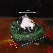 2件/組 5款創意貓咪浮魚缸裝飾擺件，綠色仿石浮底迷你水景配件，水草缸烏龜缸水族氛圍裝飾，居家桌面小魚缸點綴，療癒可愛懸掛設計 - A - 查看 5