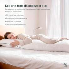 Dreamlab Almohada Pillow Almohada Corporal, Funda de Bambú, Altura Ajustable, Memory Foam y Microfibras Dormir de Lado o Embarazo Hipoalergénica, Certificaciones Tamaño Body 45cm x 135cm - Blanco - Ver 6