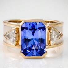 Gmzalx Cincin Fashion Mewah Wanita, Desain Persegi Panjang Biru Berkilau, Gaya Vintage Mewah, Cocok Untuk Perjalanan Sehari-hari dan Pesta - Dua warna - View 1