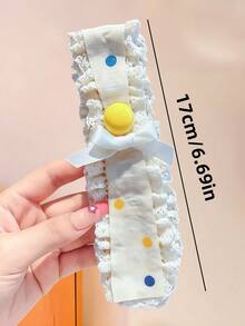 4/2/1pc Lace Fabric Bow Hook And Loop Hair Accessory, Polka Dot & Plaid Patchwork Design, Durable & Non-Damaging - Suitable For Kids And Teenagers, Daily School, Vacation, - Multicolor - View 7