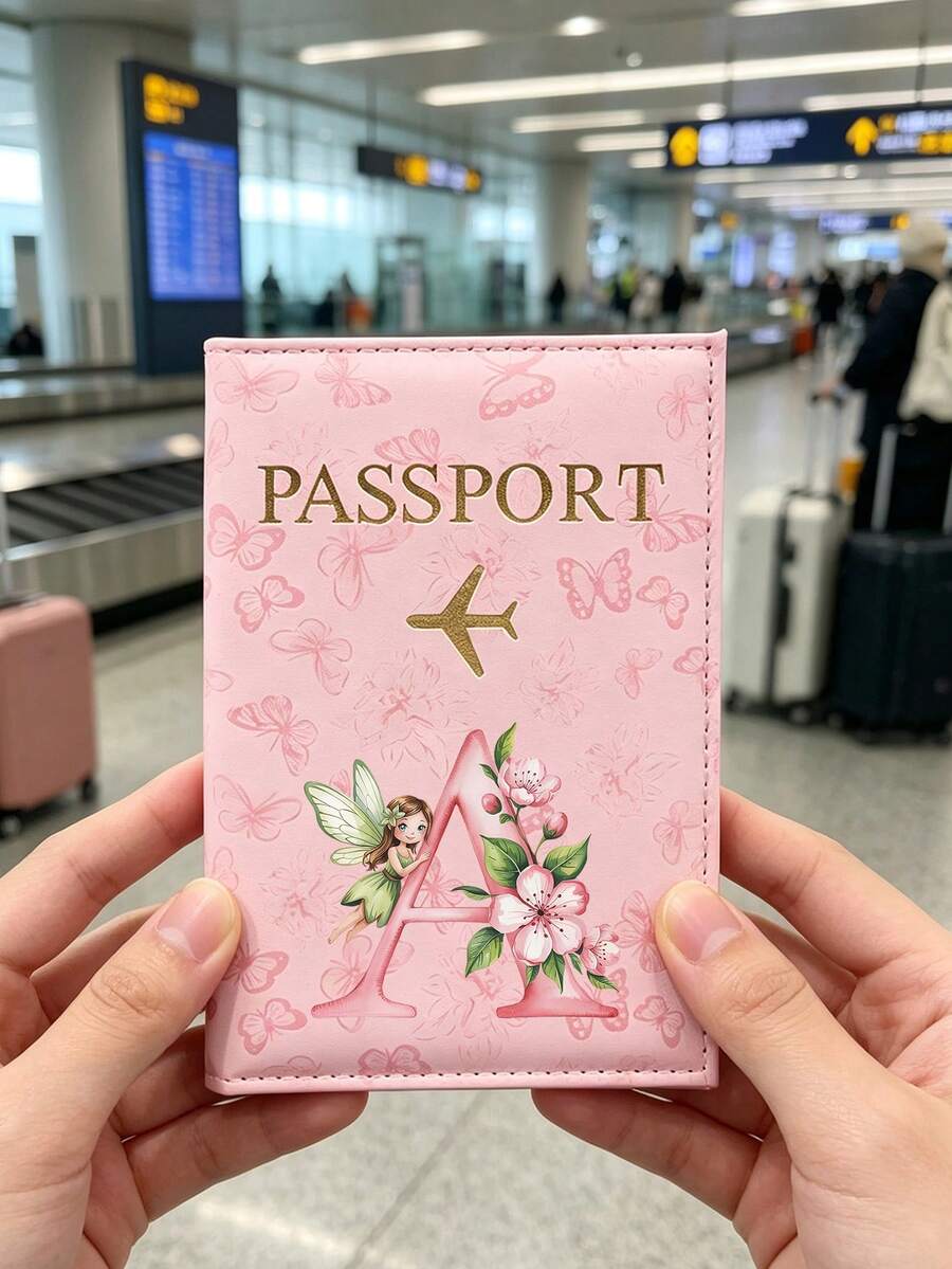 粉色蝴蝶護照套,印有 A-Z 字母、仙女、櫻花與蝴蝶圖案,中性 RFID 復古商務護照夾,便攜多功能旅行收納包,旅行用品旅行錢包,護照夾,海灘度假包,夏季,超薄護照套,適合海外度假、商務旅行與留學,送給好友、姊妹與女性朋友的貼心禮物,旅行必備品,開學禮物,教師節禮物,生日節日禮物 - 彩色 - 查看 1
