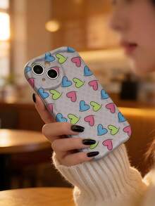 1 buah Casing Ponsel Cream Dopamine Bergelombang Ruffle Lembut Tekstur TPU Kreatif Warna Blok Cetak Penuh Bentuk Hati Kompatibel Dengan Galaxy S21 S22 S23 S24 S25 S26/Honor/ Dan Model Lainnya - Clear - View 4