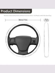 1pc PU Splicing Anti-Slip Wear-Resistant Breathable Sweat-Absorbing Car Steering Wheel Cover, Fits 14.5-15 Inch Diameter Steering Wheel, All-Season Universal, Odorless Decorative Steering Wheel Cover - Split Handlebar Grips - View 5