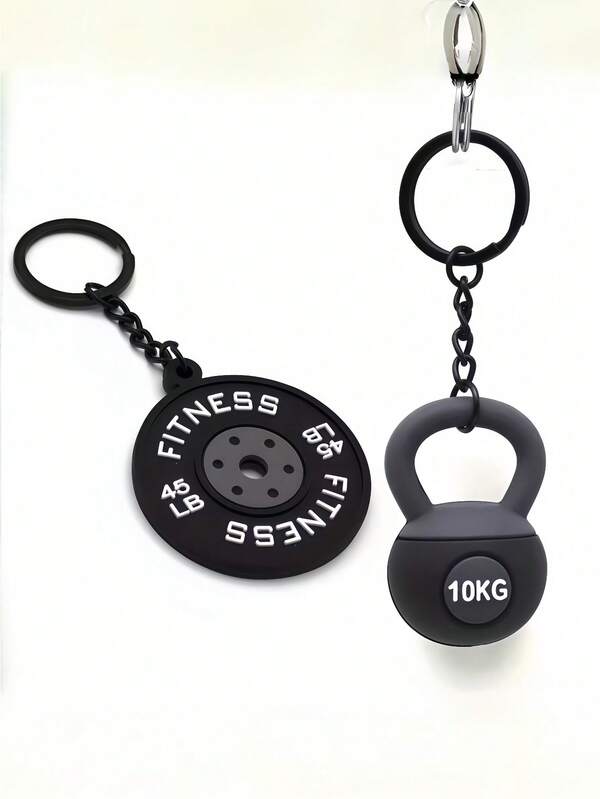 2 pezzi/Set Portachiavi realistico mini kettlebell + disco bilanciere, ciondolo per borsa stile sportivo fitness, accessorio auto in lega, design con numeri e lettere, adatto per borse a mano, zaini, borse a tracolla, borse da palestra, accessorio casual di moda per il ritorno a scuola per uomini e donne