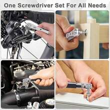 Set Obeng Ratchet Mini 11pcs 34pcs, Obeng Ratchet Sudut Kanan 1/4", Mata Bor Kunci Ratchet Kecil 36 Gigi, Cocok untuk Ruang Sempit, dengan Slot, Torx, Hex, Persegi, dan Batang Ekstensi - A - View 7