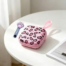 2pcs/Set Pastel Print Mini Data Cable & Earphone Storage Bag With Cat Paw Cable Organizer, Hard Shell Anti-Collision Interior With Mesh Divider, Stores Earphones, Data Cables, Chargers And Other Digital Accessories, Comes With Hanging Strap For Backpack, Convenient For School And Travel - Multicolor - View 18